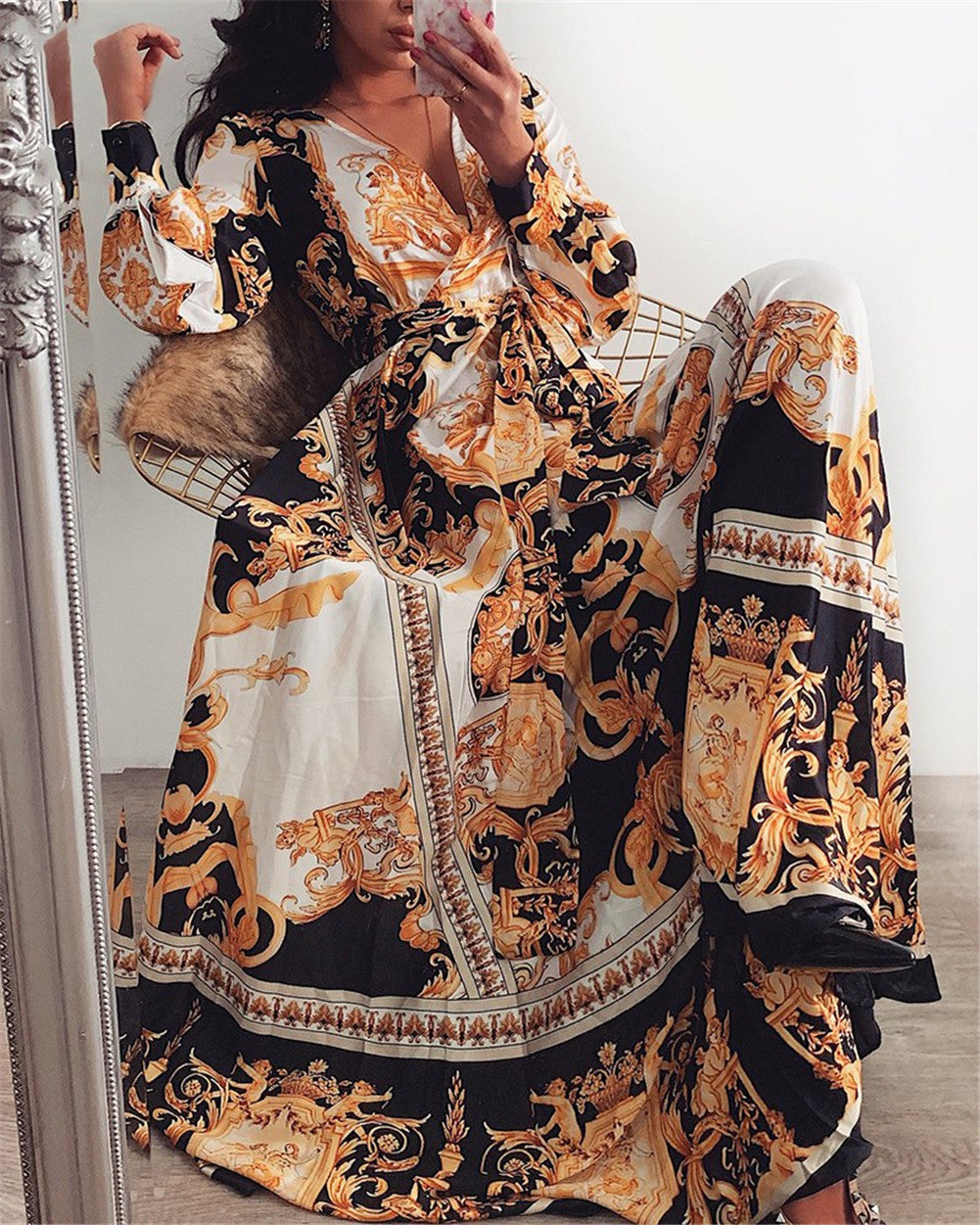 Zomerjurk Wikkeljurk Boho Stijl met Split
