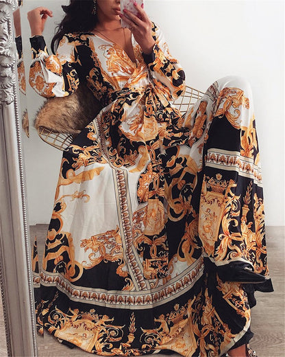 Zomerjurk Wikkeljurk Boho Stijl met Split
