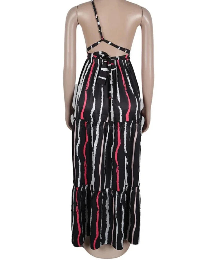 Trendy Zomer Strandjurk van Znaiml met Gestreepte Print