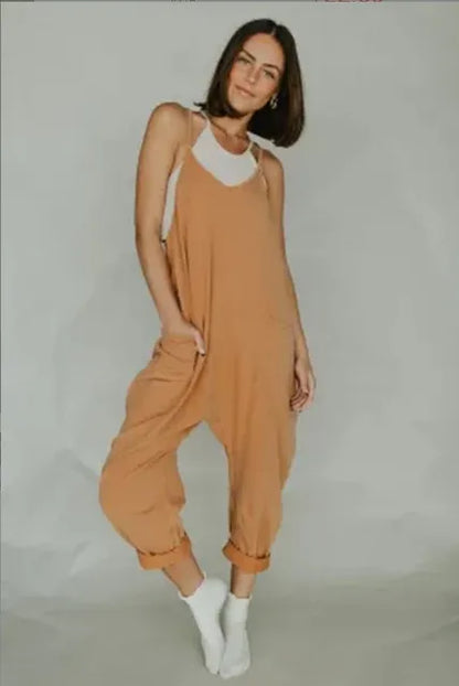 Zomer Effen Kleur Jarretel Jumpsuit