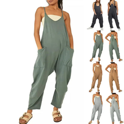 Zomer Effen Kleur Jarretel Jumpsuit