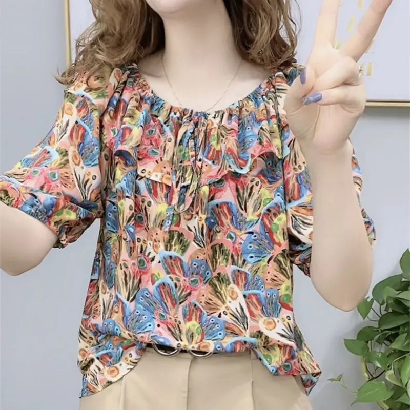 Zomer Blouse met Strikdetail voor Vrouwen
