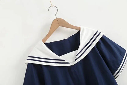 ModaMarina Marineblauwe Patchwork Blouse
