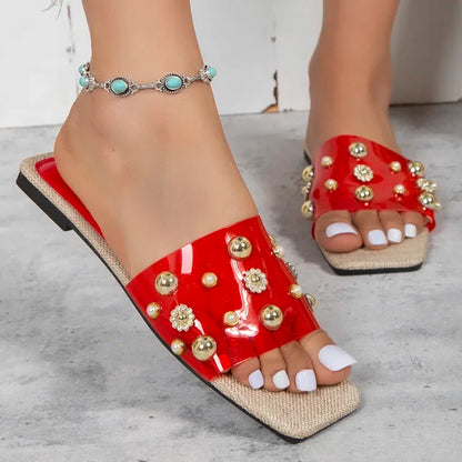 Stijl met Metalen Kop Slippers en Transparante PVC Sandalen