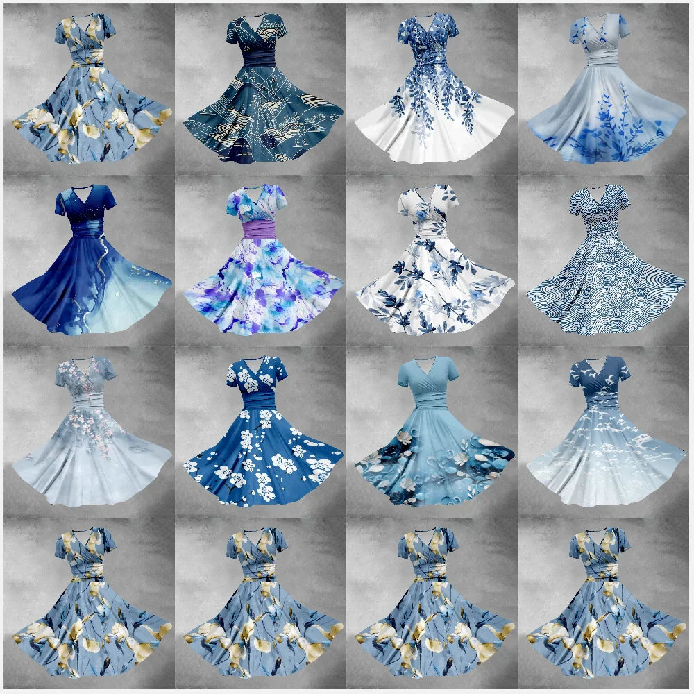 Donkerblauw Zomerjurk Elegance Blossom