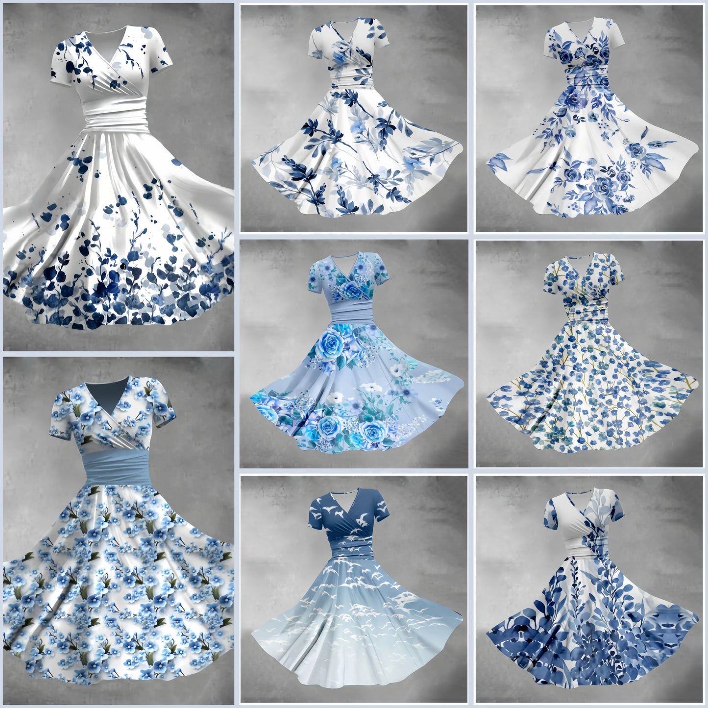 Donkerblauw Zomerjurk Elegance Blossom