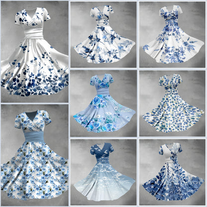 Donkerblauw Zomerjurk Elegance Blossom