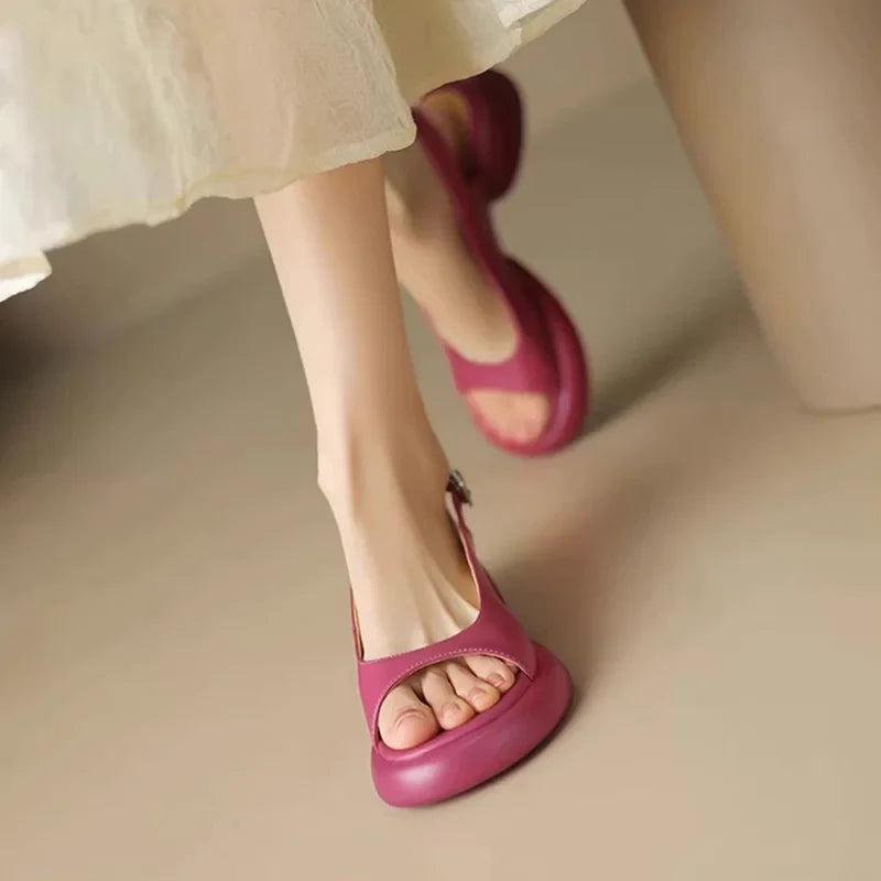 Zomer Luxe Hoge Hakken met Peep-Toe en Gesp