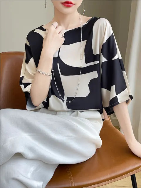ZomerGlow Kunstzijde Satijnen T-Shirt Blouse