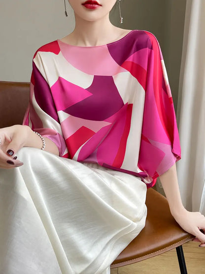 ZomerGlow Kunstzijde Satijnen T-Shirt Blouse