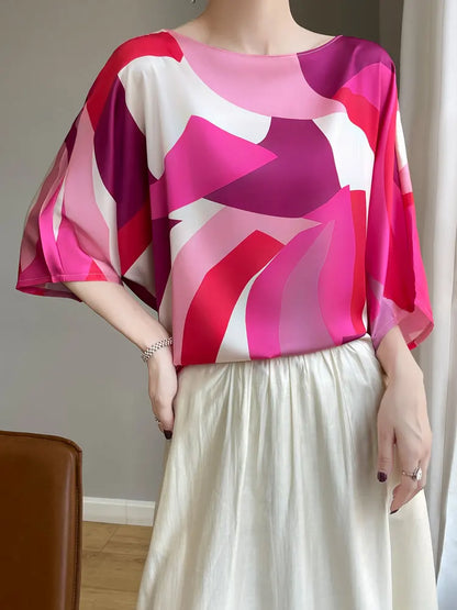 ZomerGlow Kunstzijde Satijnen T-Shirt Blouse