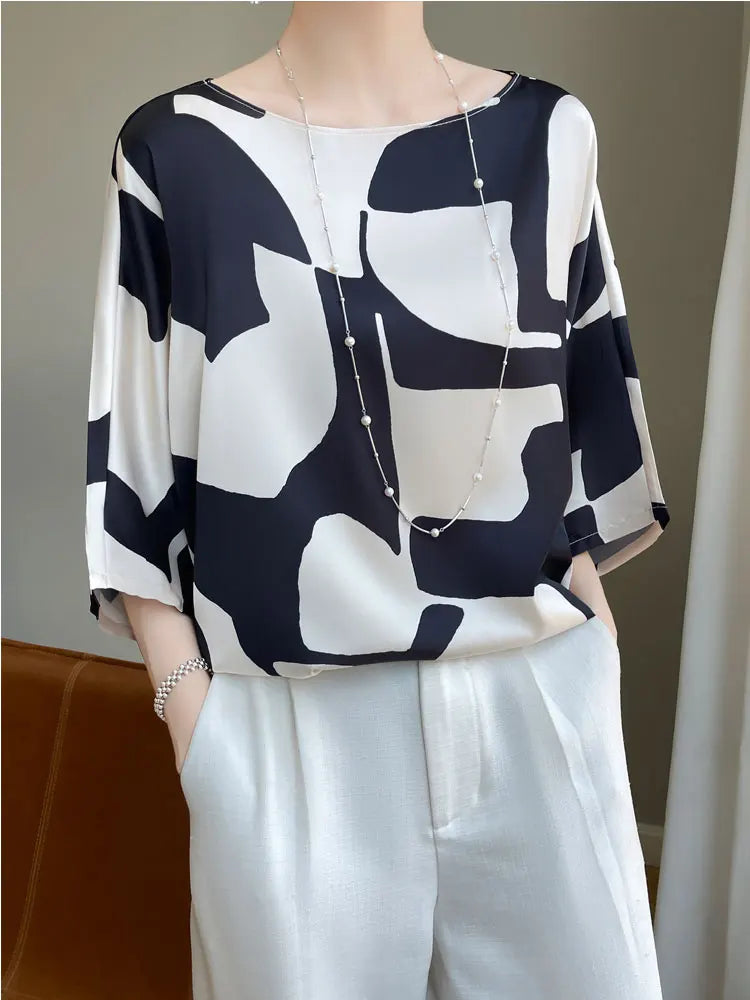 ZomerGlow Kunstzijde Satijnen T-Shirt Blouse