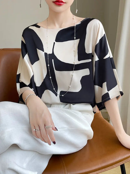 ZomerGlow Kunstzijde Satijnen T-Shirt Blouse