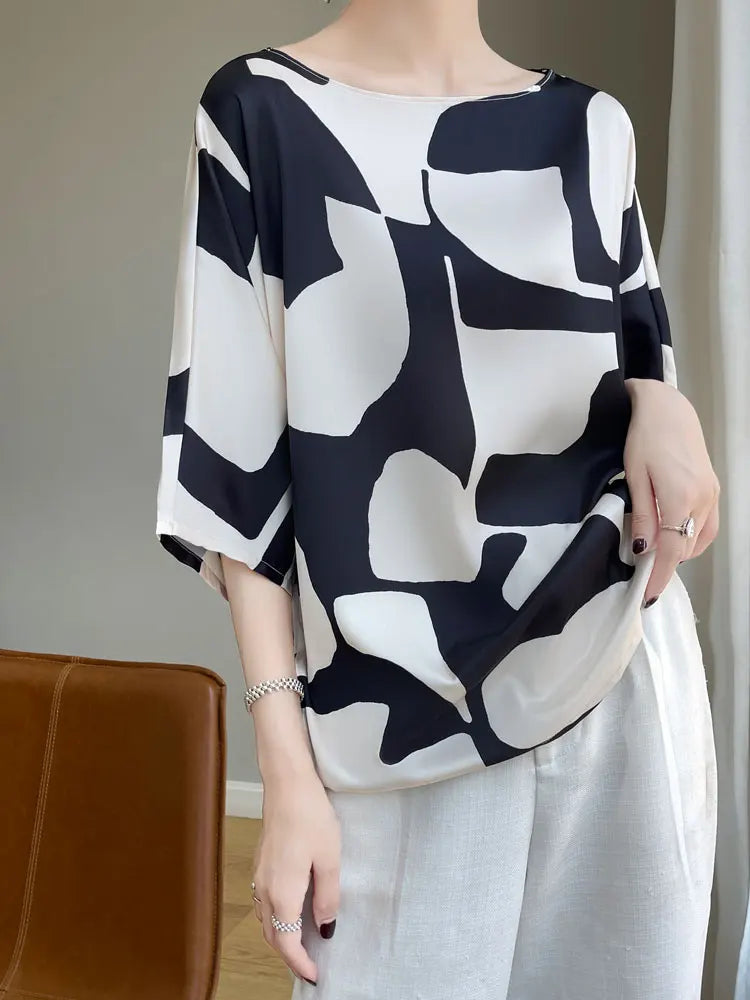 ZomerGlow Kunstzijde Satijnen T-Shirt Blouse