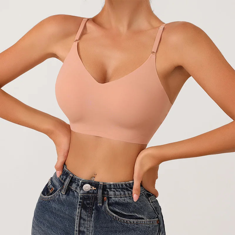 Lumi Zomer Laser Cut Naadloze Draadloze Push-Up Beha