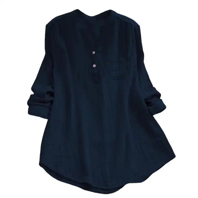 Vintage Blouse met Semi-Open V-hals