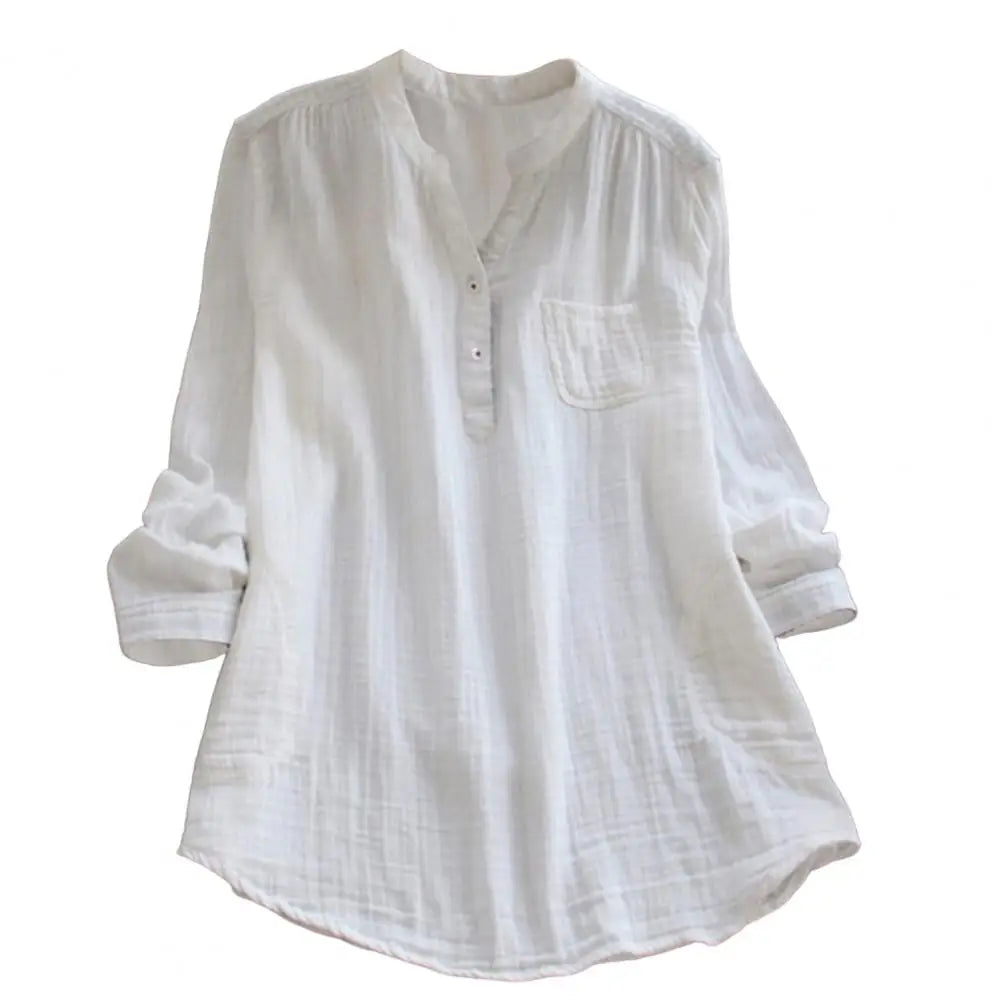 Vintage Blouse met Semi-Open V-hals