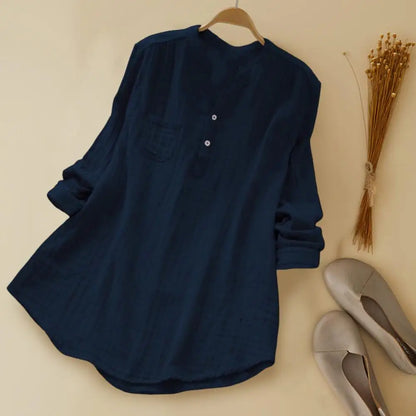 Vintage Blouse met Semi-Open V-hals