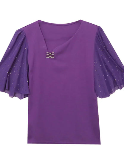 Elegante Zomer Katoenen T-Shirt voor Vrouwen