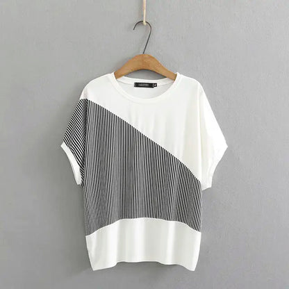 Zomer Fashion Patchwork O-hals T-shirt voor Vrouwen