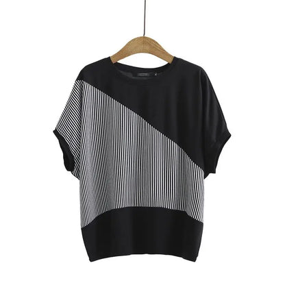Zomer Fashion Patchwork O-hals T-shirt voor Vrouwen