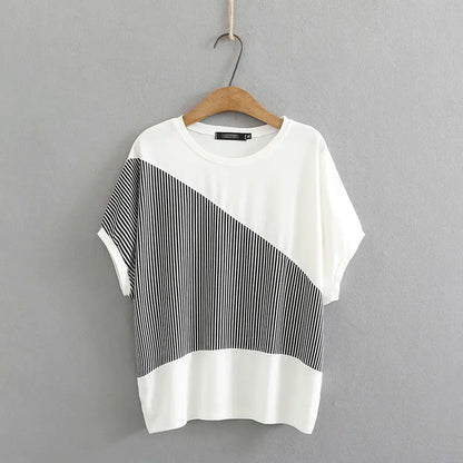 Zomer Fashion Patchwork O-hals T-shirt voor Vrouwen