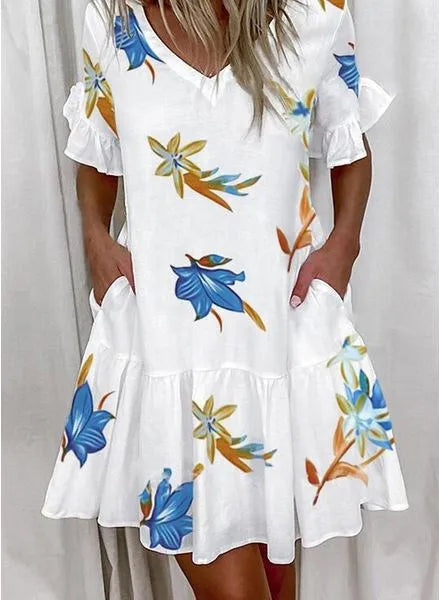 Bellaflow Zomerse Bloemenprint V-Hals Jurk