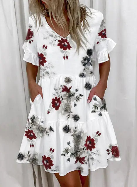 Bellaflow Zomerse Bloemenprint V-Hals Jurk