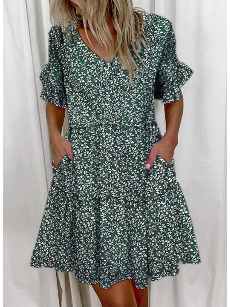 Bellaflow Zomerse Bloemenprint V-Hals Jurk
