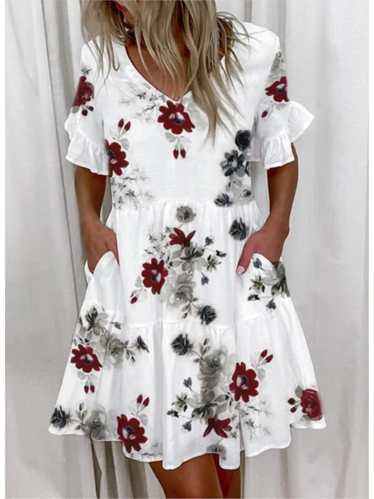 Bellaflow Zomerse Bloemenprint V-Hals Jurk