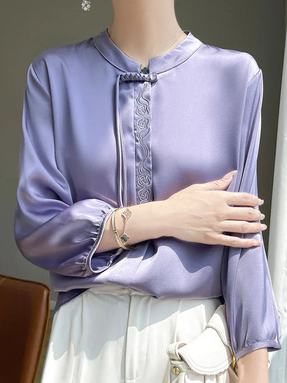 Glinsterende Topaz Zomerelegante Zijden Blouse