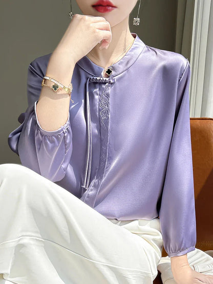 Glinsterende Topaz Zomerelegante Zijden Blouse
