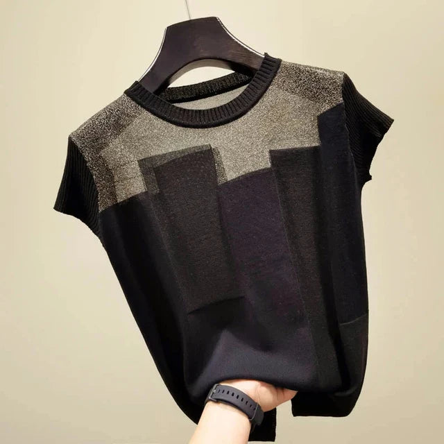 Zomer Patchwork Gebreide Blouse van  Eleganza Couture