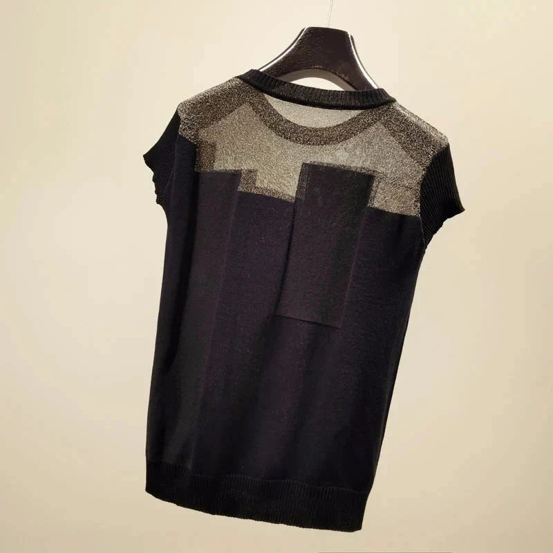 Zomer Patchwork Gebreide Blouse van  Eleganza Couture