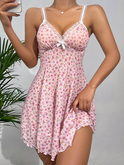 Aurora Luxe Zomerse Bloemen Kant Nachthemd