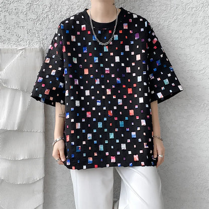 Oversized Geruite T-Shirt voor Mannen