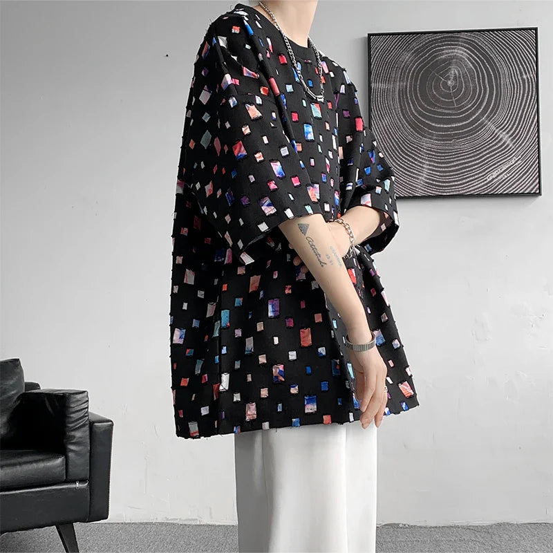 Oversized Geruite T-Shirt voor Mannen