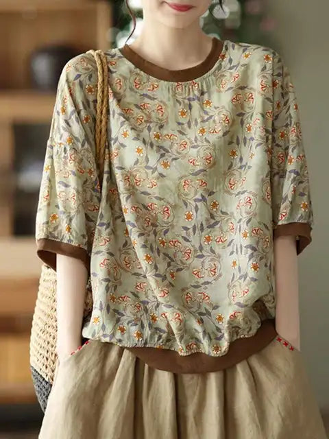 Vintage Zomerse Bloemenprint Blouse