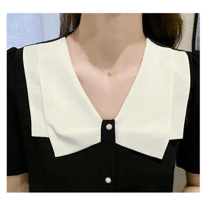 Zomerse Zwarte Chiffon Blouse van DroomDames