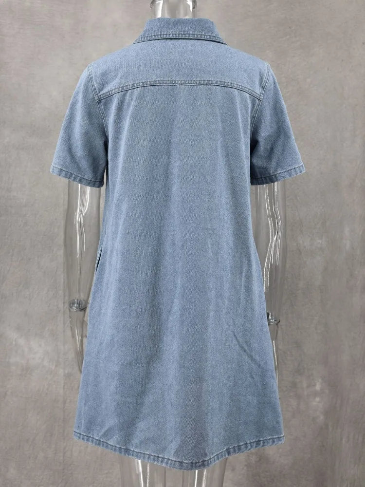 Blauwe Denim Mini Jurk