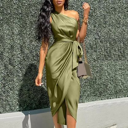Groene Sexy Één Schouder Zomerjurk Plus Size Galajurk