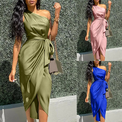 Groene Sexy Één Schouder Zomerjurk Plus Size Galajurk