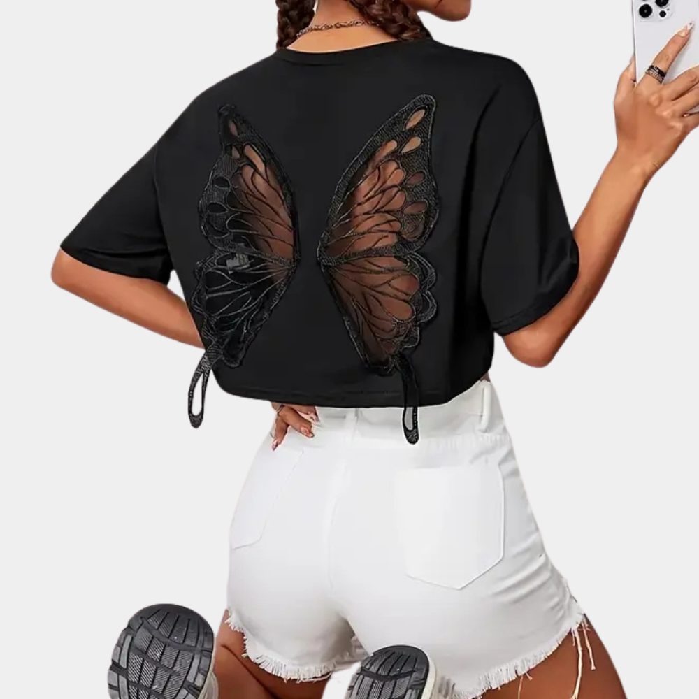 Vlinderprint T-Shirt Kort Dame Model