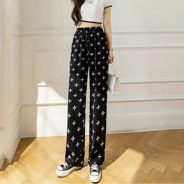 Monochrome Gestreepte Hoge Taille Bell Bottoms van Luna Stijl