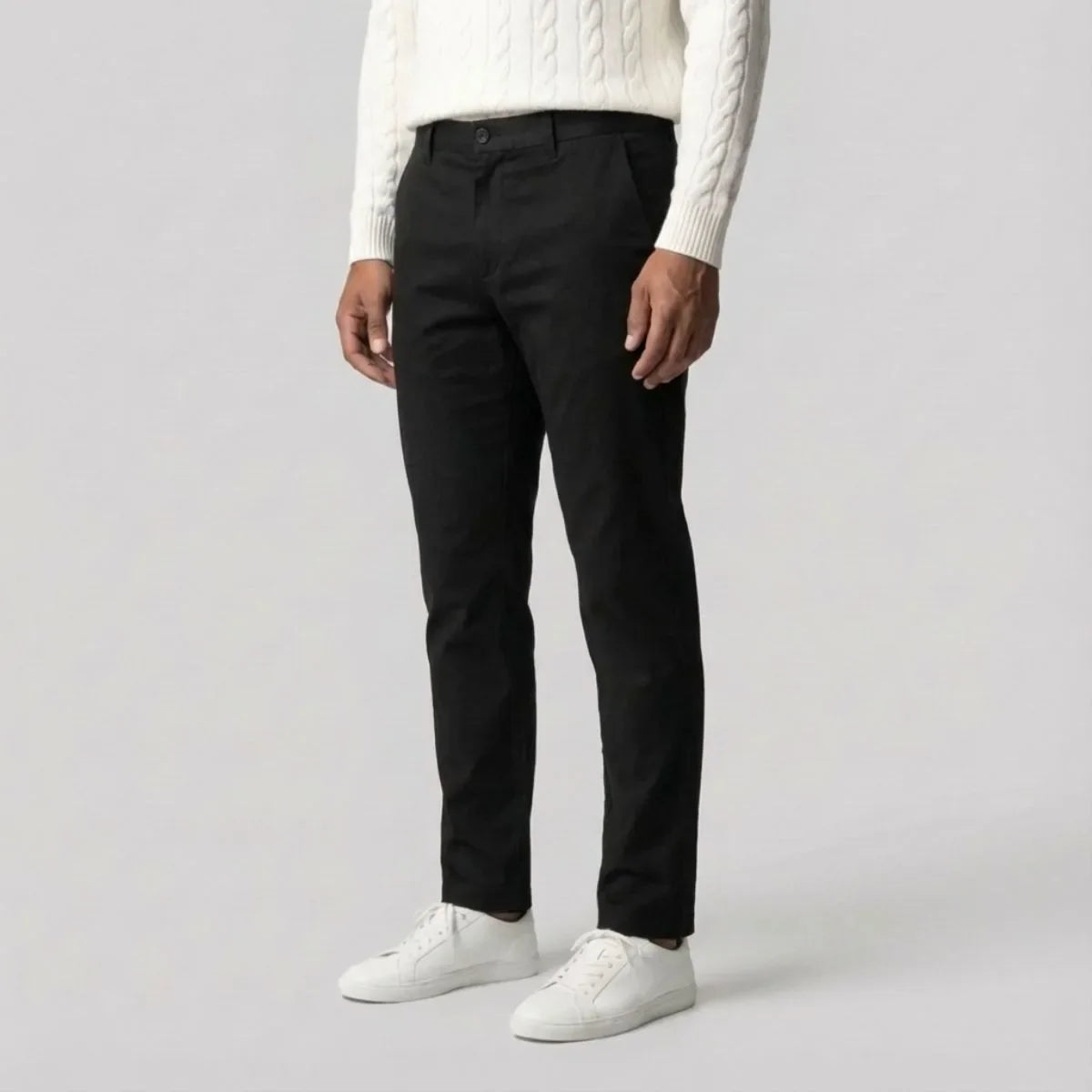 Zwarte Chino Broek Regular Fit Rechte Pijpen - Mode Vibes
