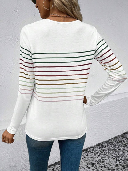 Dames T-shirt Lange Mouwen Streepjes Basic Stijlvol