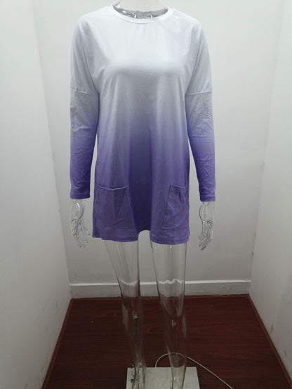 Dames Top met Lange Mouwen en Zakken Gradient Effect
