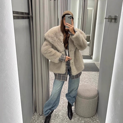 Dames Faux Fur Jas Kort Oversized Luxe Zacht - Mode Vibes