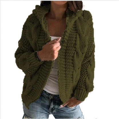 Dames Vest met Capuchon Gebreid Kabelpatroon