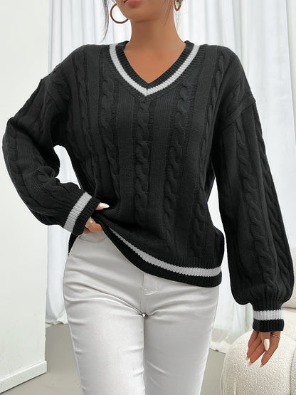 Kabelgebreide Trui met Verfijnde Details - Aurora → Kabeltrui voor Vrouw met Verfijnde Details